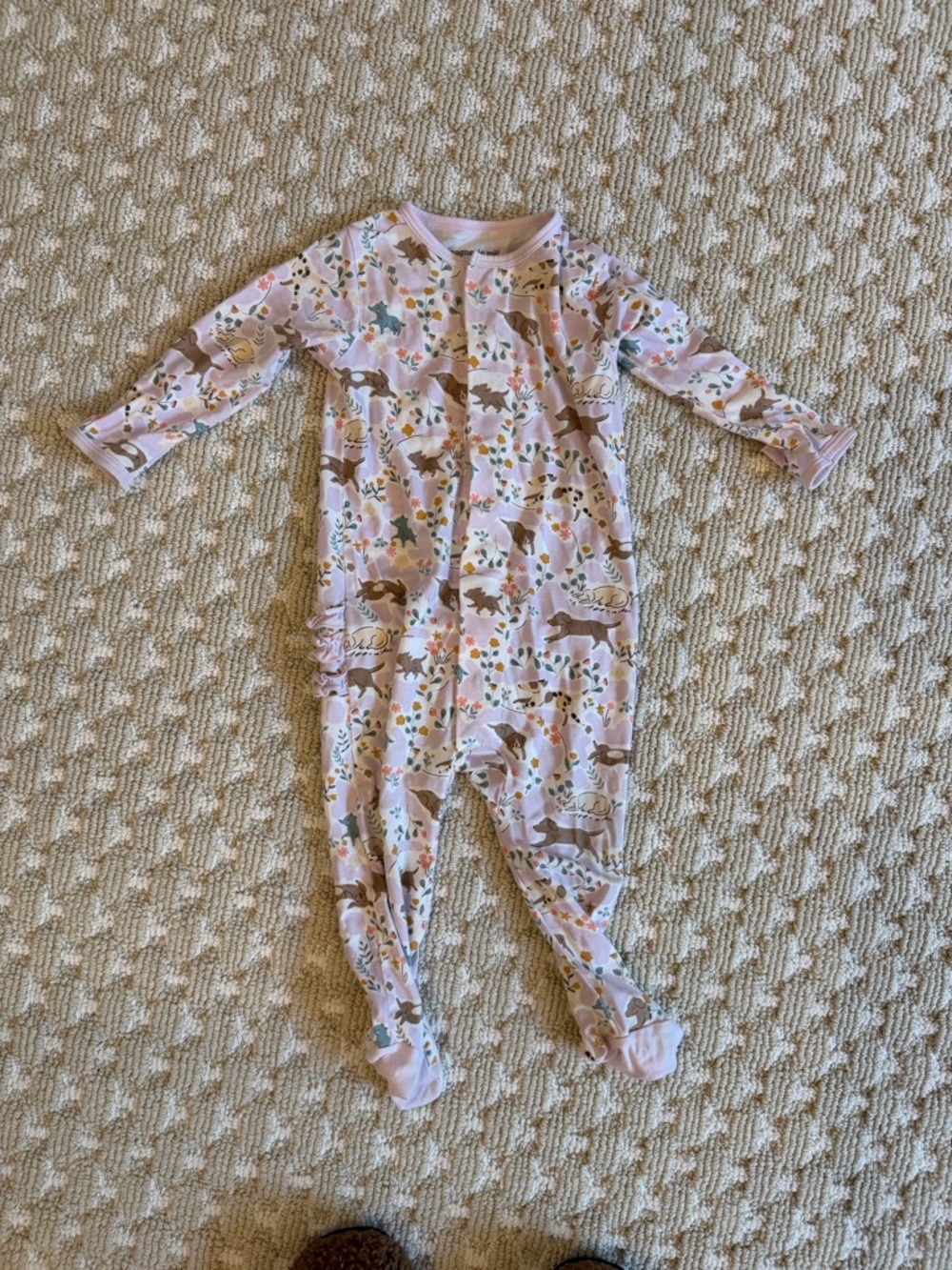 Magnetic Me Pale Purple Floral & Dog Print Footed One-Piece